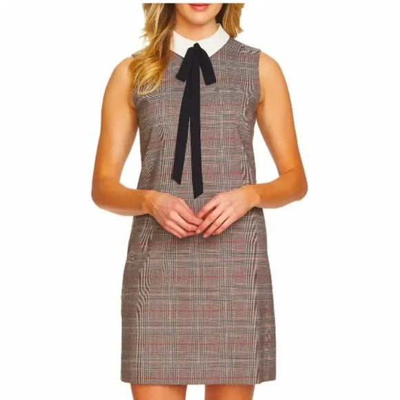 ‼️NAME YOUR PRICE-DONATING FRI 12/5‼️ 🌟HP!🌟 BNWT 🖤 CeCe Plaid Pussybow Dress - Picture 1 of 6